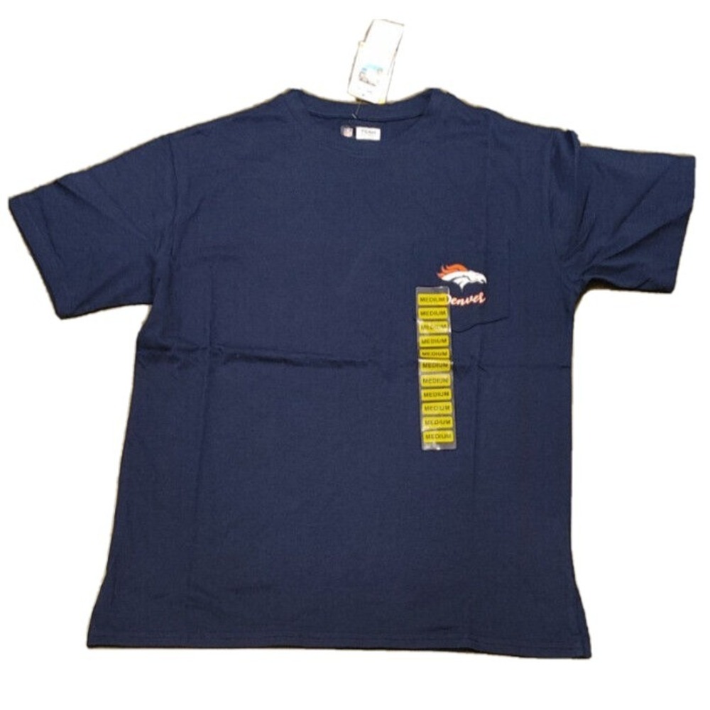 NWT NFL Team Apparel Women's Navy Denver‎ Broncos Crew Neck Pocket Tee XL
